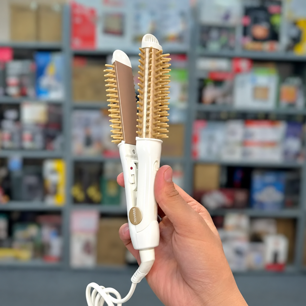 RIWA 2-in-1 Hair Straightener & Curling Comb